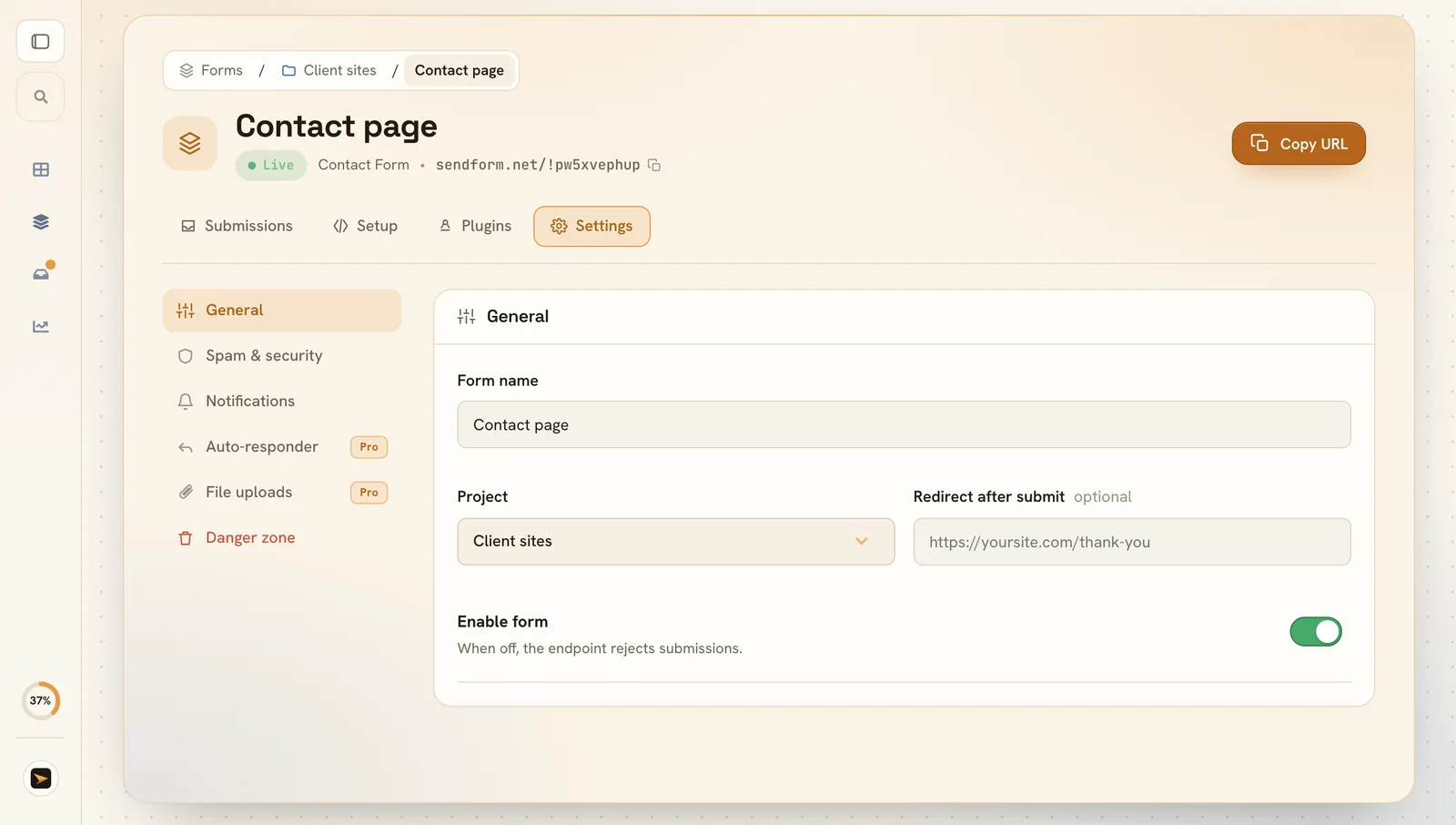 Form settings