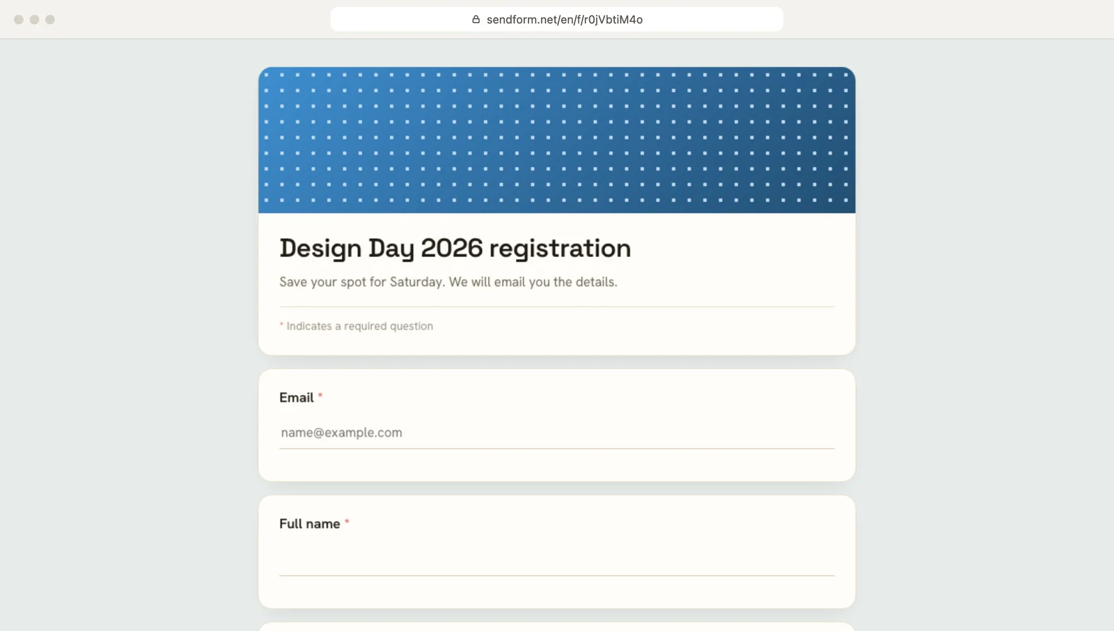 The finished online form as people see it when they open the link